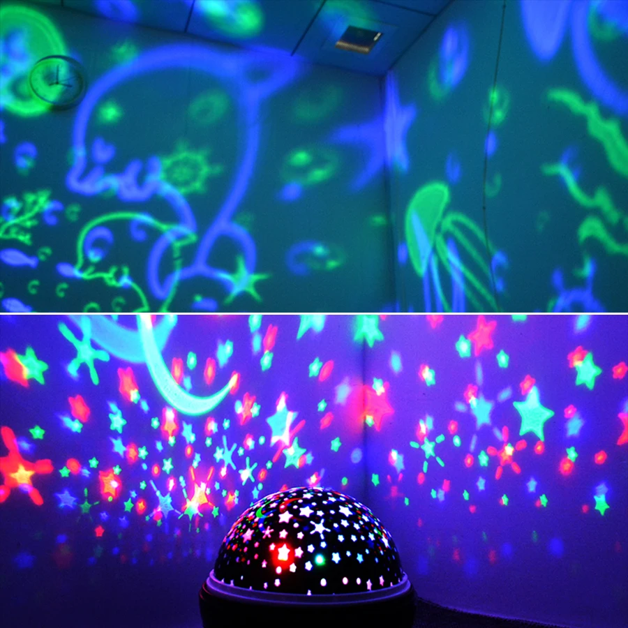  LED Night Light Projector Spin Starry Sky Star Ocean World Master Rotating Children Kids Baby Sleep - 33011940799