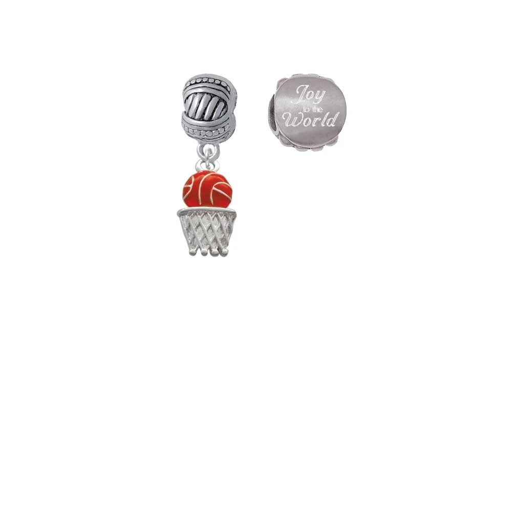 Basketball - Over Hoop Joy to the World Charm Beads (Set of 2)