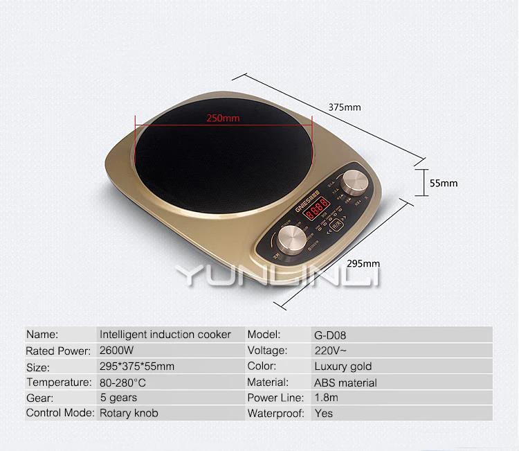 Многофункциональная Бытовая G-D08 Вт Высокая Мощность Индукционная плита 2600