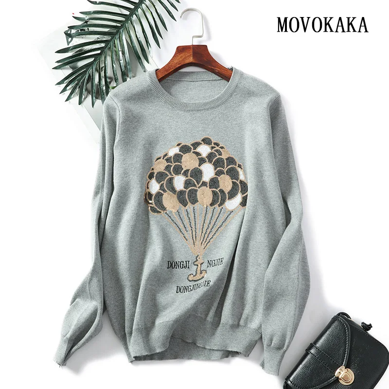 

Hot Ladies Winter Sweater Sequin Sweater Female Knit Pullover Women Sweater Women Winter Pullover Embroidery Jumper Women's Pull