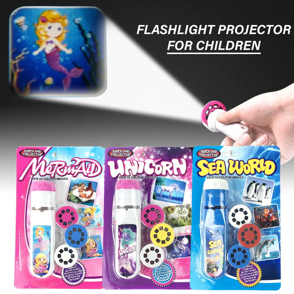 

Mini Projector Torch Educational Light-up Toys Kids Flashlight Space Sea World Mermaid Dinosaur Light Projection Lamp Led Set