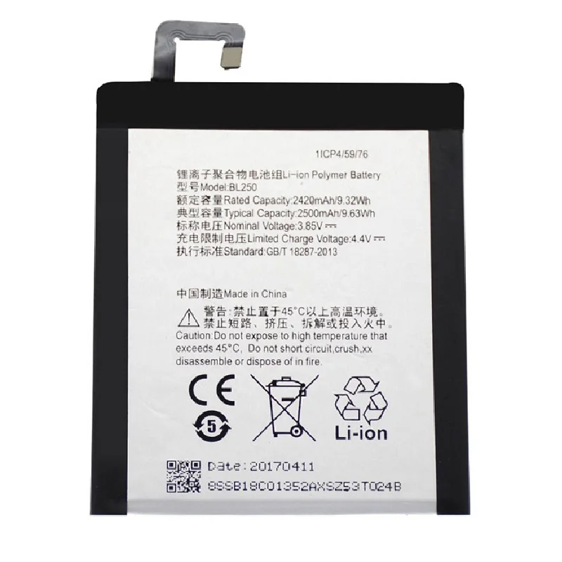 BL250-Built-in-Replacement-Battery-for-Lenovo-Vibe-S1-S1c50-S1a40-Li-ion-Akku-2420mAh-2500mAh