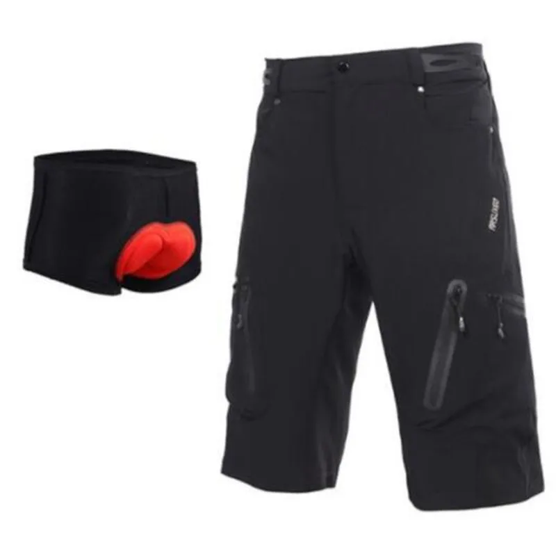 ARSUXEO мужские шорты для горного велосипеда, дышащие водостойкие шорты для горного велосипеда - Color: 1202 black with pad