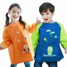 Водонепроницаемый нагрудник малыша с длинными рукавами и рисунком для маленьких девочек и мальчиков от 0 до 11 лет