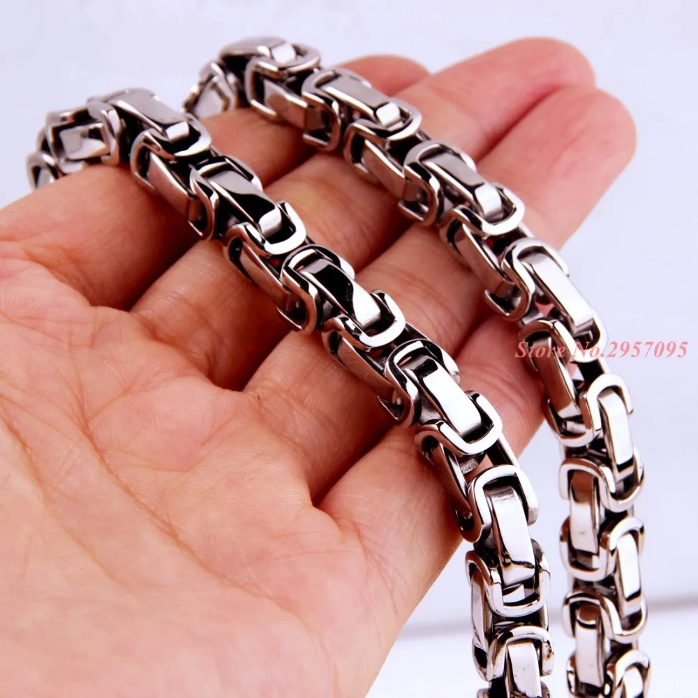 5//6//8MM Stainless Steel Byzantine Box Chain Necklace MEN/'S BOYS Silver 16/"~36/"