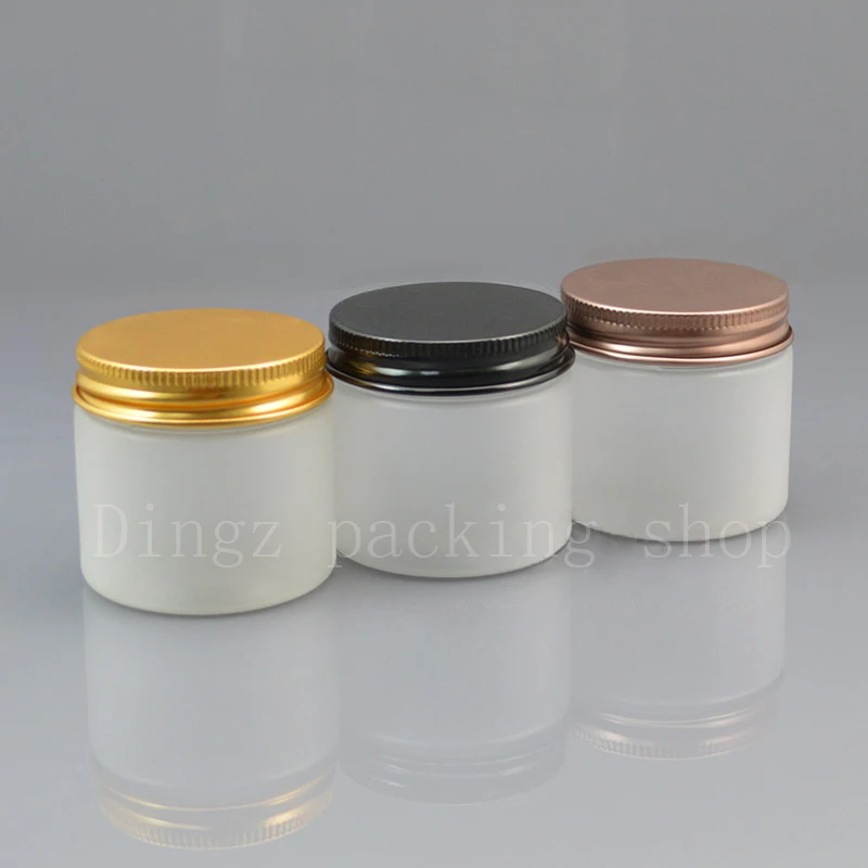 

50pcs 50g Plastic Box With Black / Gold Aluminum Lid Cosmetics Packaging Box DIY Small Jar Cosmetics Bottle Empty Cans
