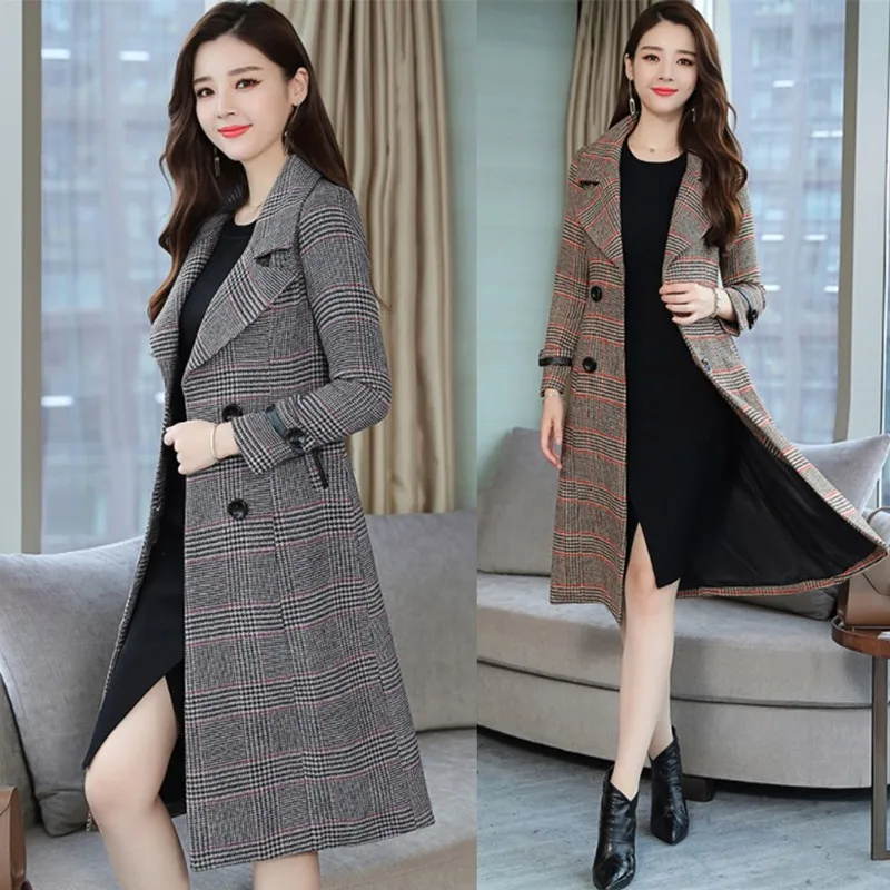 Coupe Laine Les De khaki Poule Plaid vent Slim Qualité Beige Nouvelle Haute Plaid Mode Et Automne Vêtements D'hiver Femmes Tempérament Plaid Sauvage Manteau gray yellow Plaid Tb18102 apxYwd5Yq