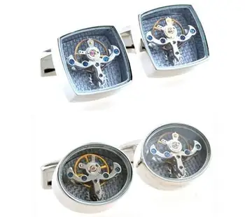 

2pairs/lot Classic Steampunk Watch Movement Cufflinks Square/Oval Shape Steampunk Gear Watch Mechanism Cuff Links Men's Jewelry