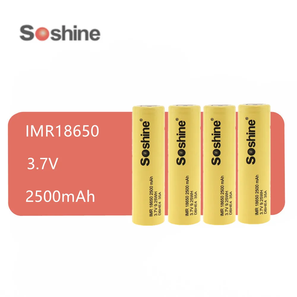 4 шт. оригинальный SOSHINE Li-Ion 18650 DBHE4 35A 2500 мАч плоский верх Высокая сливная