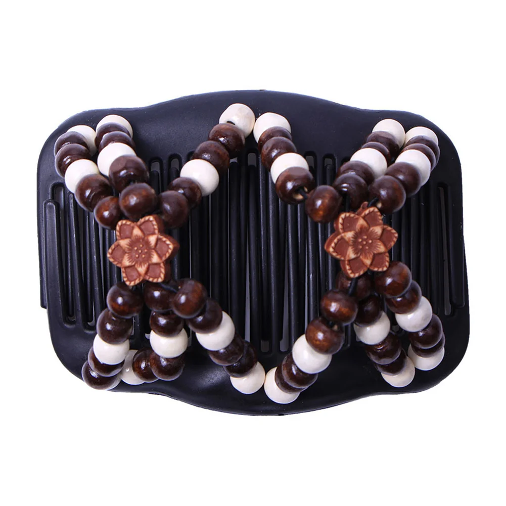 Double Beaded Hair Clip Combs Beads Elastic Hairpin Bun Maker Pins Easy Updo Styling MH88