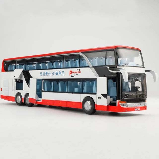 132 Zinc Alloy Bus Model Toy Vehicles Simulation Double Decker Pull