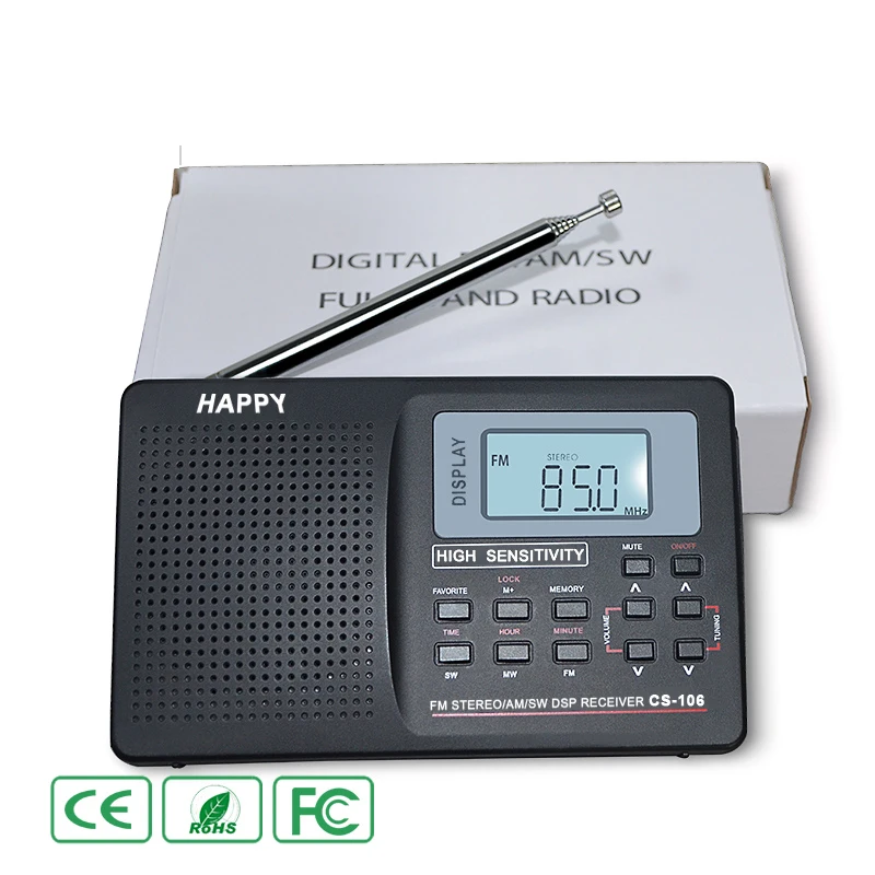 

Portable FM Radio Full Band Digital MW SW LW External Antenna Receiver Music Player LCD Display Kit No Bluetooth Module Player