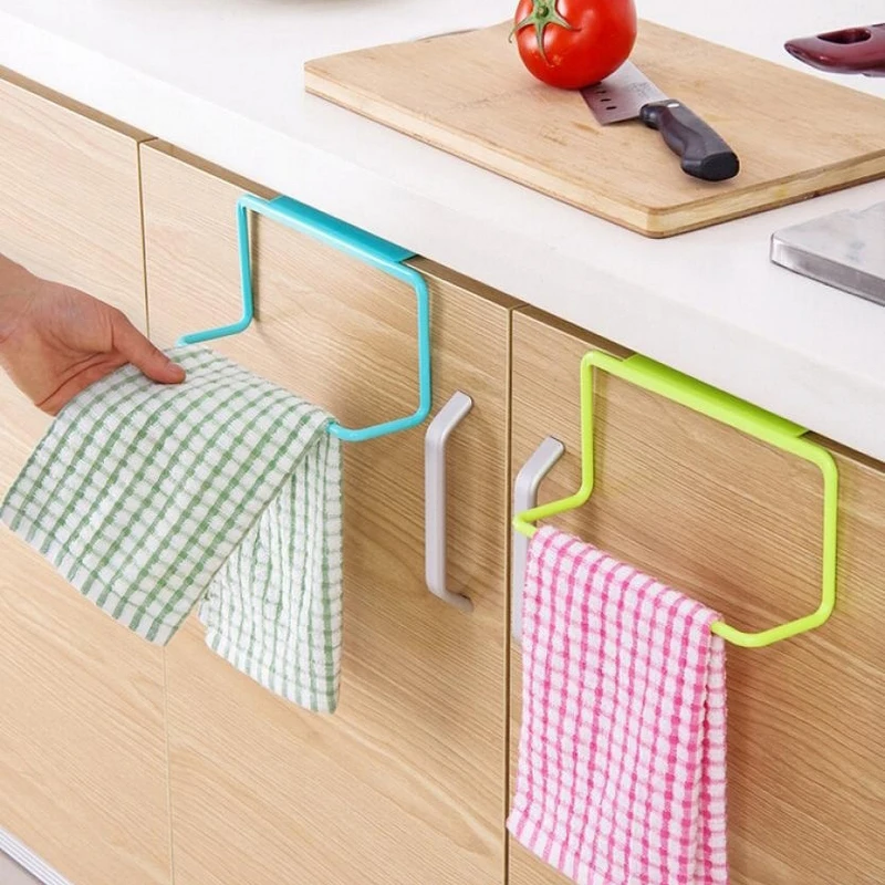 

Kitchen Towel Hanging Rack Plastic Non-Marking Rag Hanger Home Kitchen Bathroom Organizer Storage Racks Multifunction 1PCS