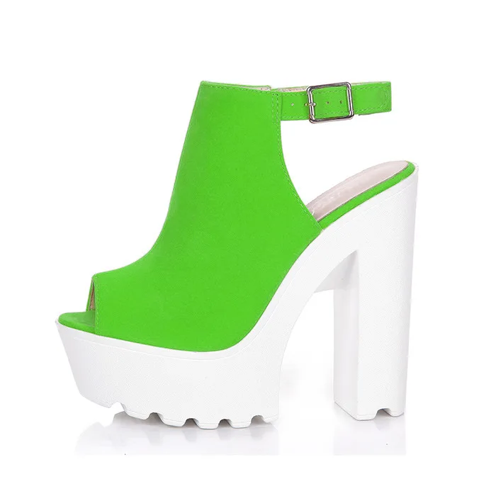 2018 Fashion Summer Womens Shoes Blue Black Almond Red Yellow Suede Chunky Heel Heels Peep Toe Sandals Casual High Quality15