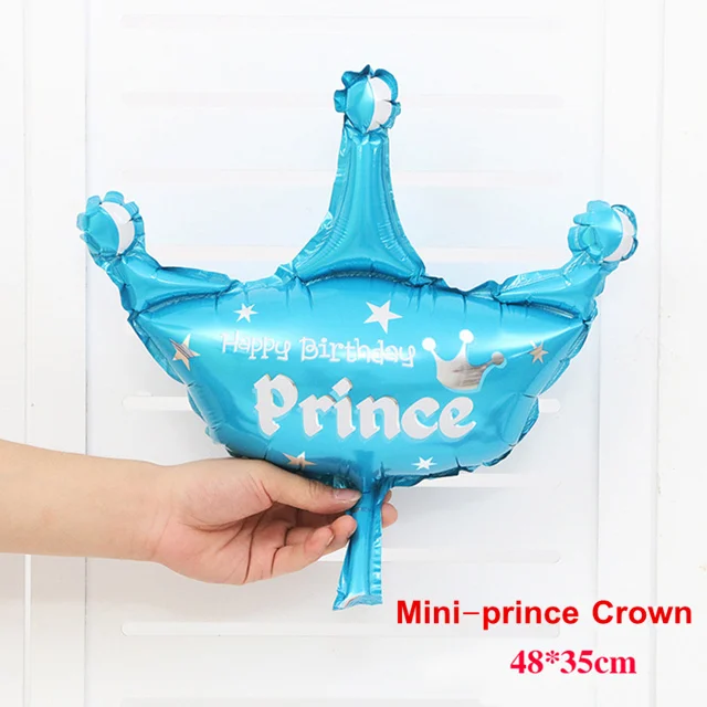 1 шт мини воздушные шары из фольги для принцессы в виде короны розовые синие шарики для день рождения вечерние свадебные украшения Детские шары на день рождения поставки - Цвет: Blue