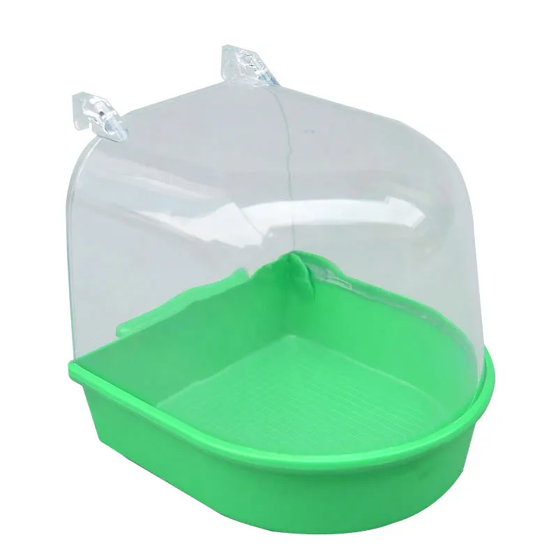 Подушка для ванны с птицами, коробка для ванны, инструмент для чистки птиц, клетка, аксессуары для ванны с попугаем, прозрачная пластиковая подвесная Ванна, Душ - Цвет: Зеленый
