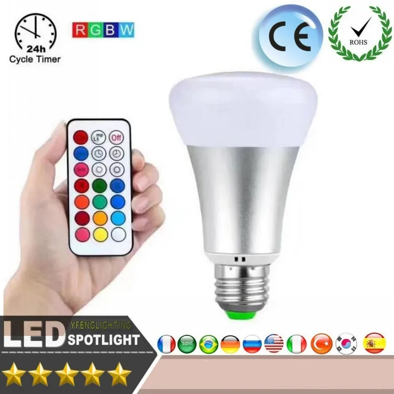 E27 Светодиодный лампочки для сценического освещения Яркость 18 Вт RGB 12 Цветов с