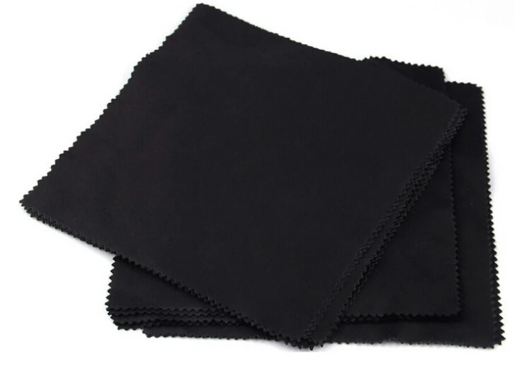 Chiffon de nettoyage en microfibre noire, 14x14cm, pour lunettes, appareil photo et téléphone