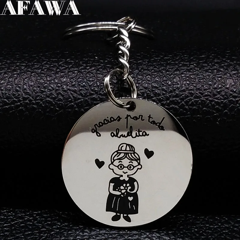 

2019 New Fashion Black Enamel Grandma Stainless Steel Keychains for Grandmother Key Chains Jewelry Gift llaveros mujer K77294B