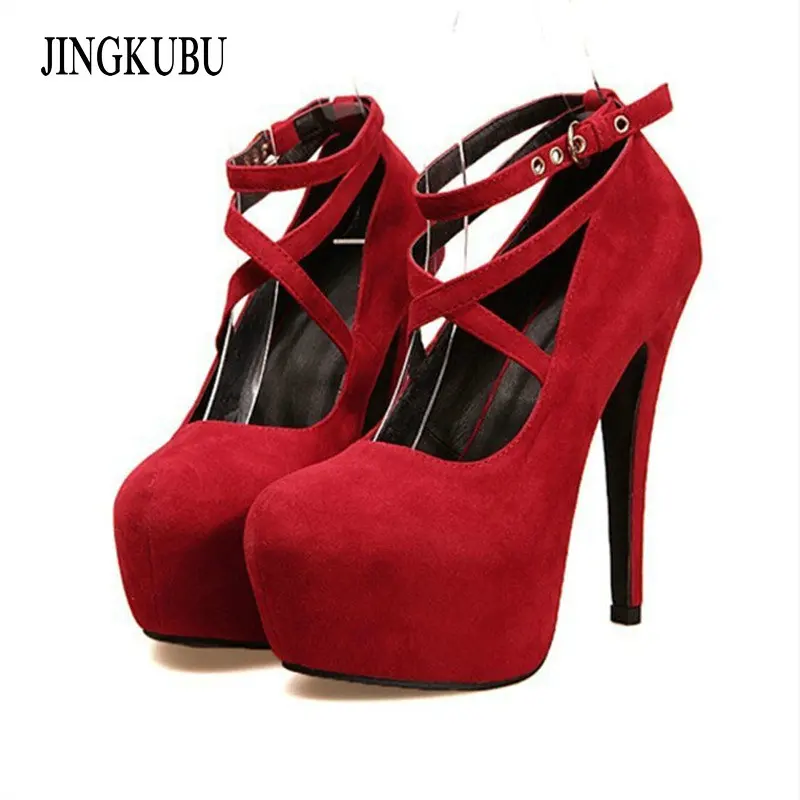 Women&#39;s Sexy Pumps Red Black Bottom Platform Strappy High Heels Party Shoes Free Shipping 2017 ...