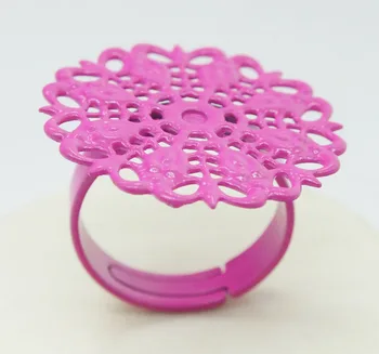 

Factory price !! 100pes/lot Metal 25mm Round Flower Filigree Flat Pad Adjustable Ring Blank Base for DIY Jewelry
