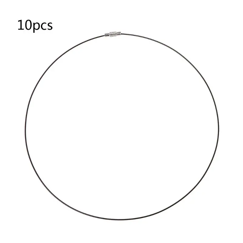 10 шт., проволока из нержавеющей стали, ожерелье, шнур для изготовления ювелирных изделий, латунная застежка, Аксессуары для ожерелья, ювелирные изделия - Цвет: Черный