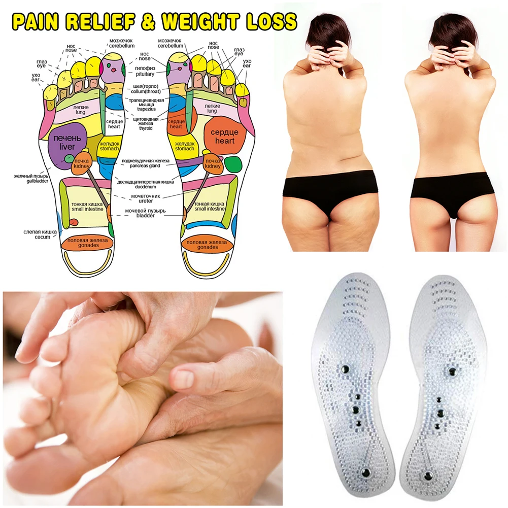 2pcs/Pair Foot Massager Slimming Insoles Magnetic Therapy Foot Massage Pads Health Slimming Pain Acupuncture Insoles Shoe Mat