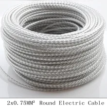 2*0,75mm 5M redondo textil Cable trenzado transparente Cable trenzado Cable eléctrico lámpara colgante retro lámpara línea Vintage Cable de la lámpara