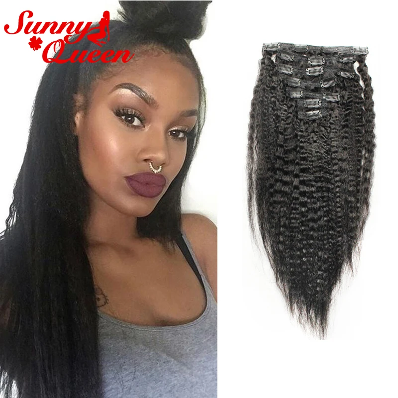 Filipino Clip in Human Hair Extensions Kinky Straight Natural Hair Clip