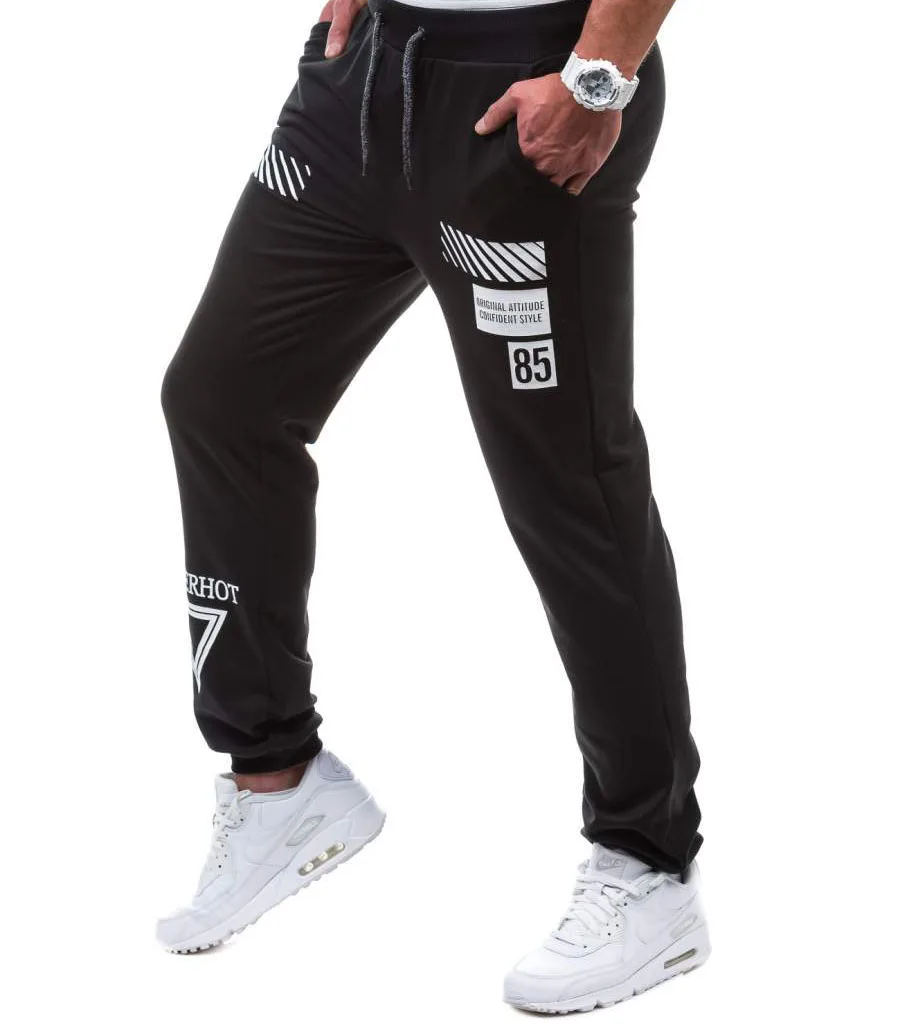 

HOT 2019 Outdoor spring autumn men's jogging training GYM Running pants Geometric printing sports Draw string elastic wave me