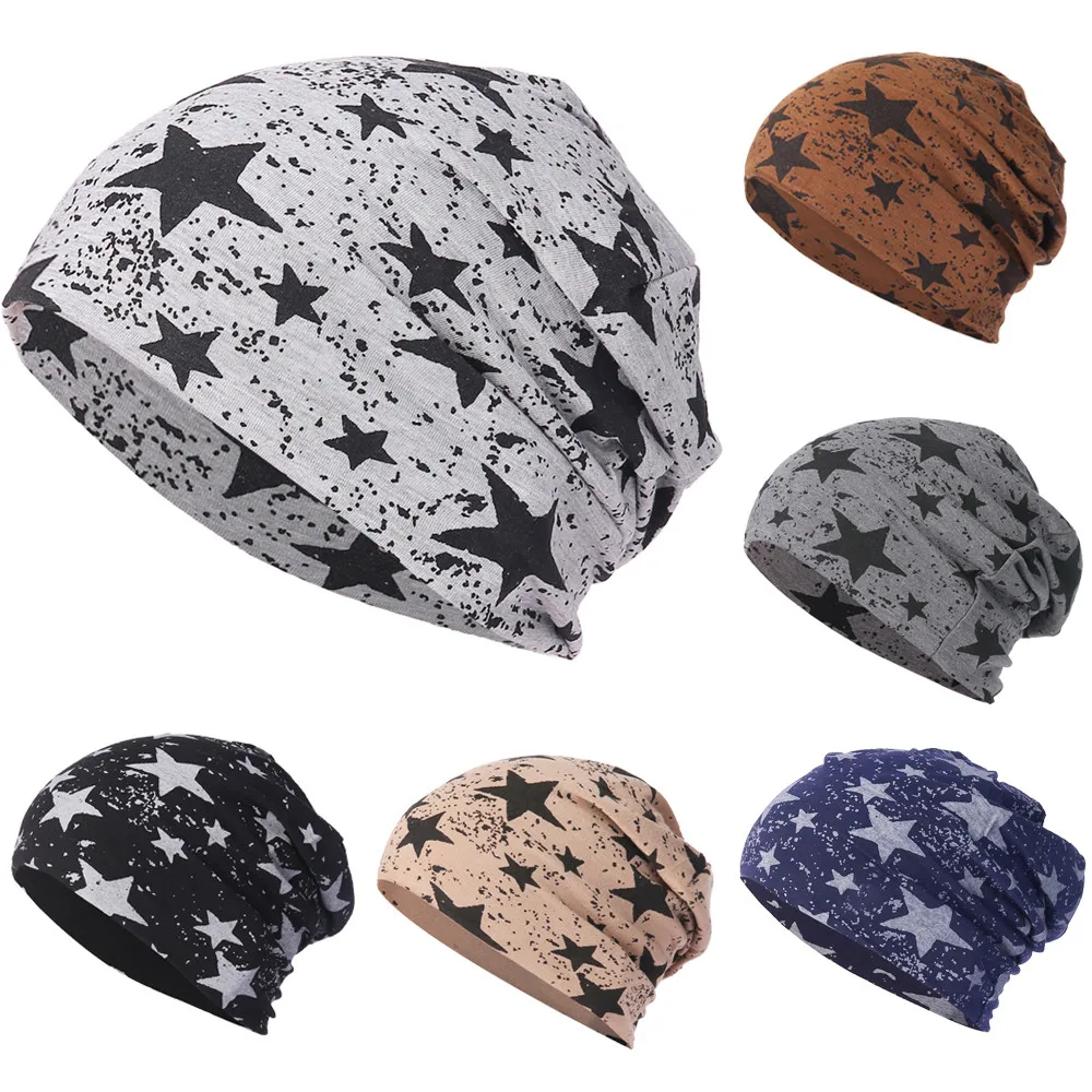 Women/'s Stars Print Baggy Beanies Winter Warm Knit Crochet Ski Caps Slouch Hats