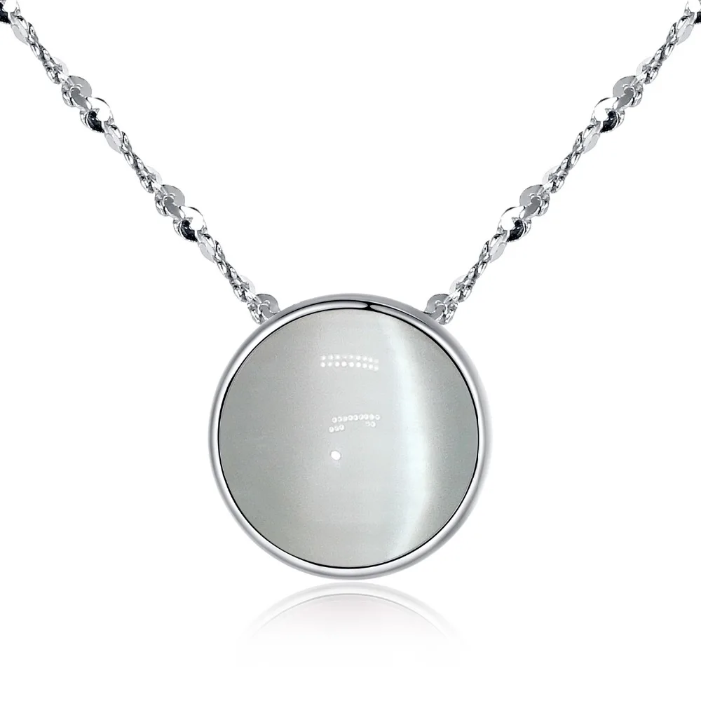 

100% Solid 925 Sterling Silver Pendant Necklace with Opal Stone