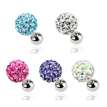 2 шт., 3, 4, 5 мм, серьги с хрустальными шариками, хирургическая сталь, беруши для пирсинга бровей, женские серьги-гвоздики, ювелирные изделия для тела