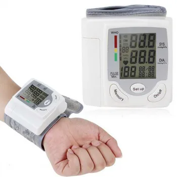 

Portable Cuff Wrist Blood Pressure Monitor Automatic LCD display Wrist Blood Pressure Pulse Rate Meter pulsometer Tonometer