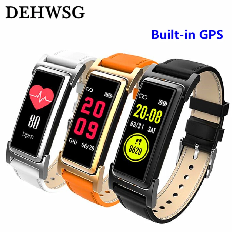 

DEHWSG GPS Track Fitness Bracelet IP68 Waterproof Stainless Steel Case 0.96" Color Display Real-time Heart Rate Monitor Watch