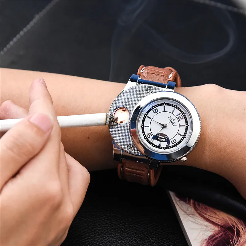 

Luxury Electric USB Charging Cigarette Wristwatches Male Clock Windproof Flamless Lighter Men's Quartz Watch relogio Masculino45