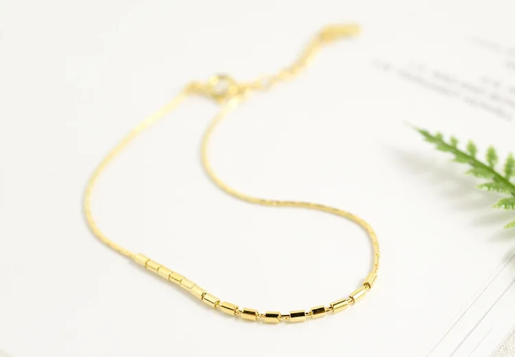 Золотой 925 пробы Серебряный браслет для женщин простой тонкий звено цепи модные браслеты& браслеты панк мода шик ювелирные изделия