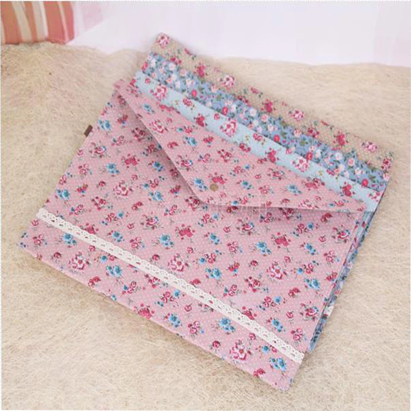 

Creative Retro Broken Flower Fabric A4 File Portfolio Korea Folder Learning Office Supplies