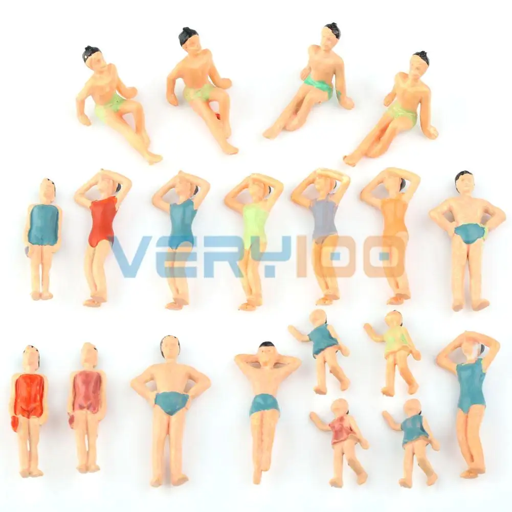 20 pièces Lot 1:50 modèle Train maillot de plage disposition sable Table personnes Figures jouets (lot de 20)