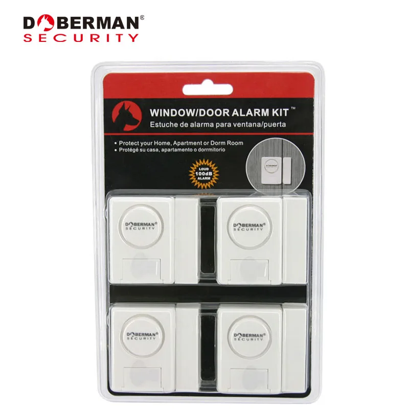 

Doberman Security Window Door Alarm Kit 4 Pack Door Window Detector Magnetic Warning Intruder Home Security Alarm System Kit