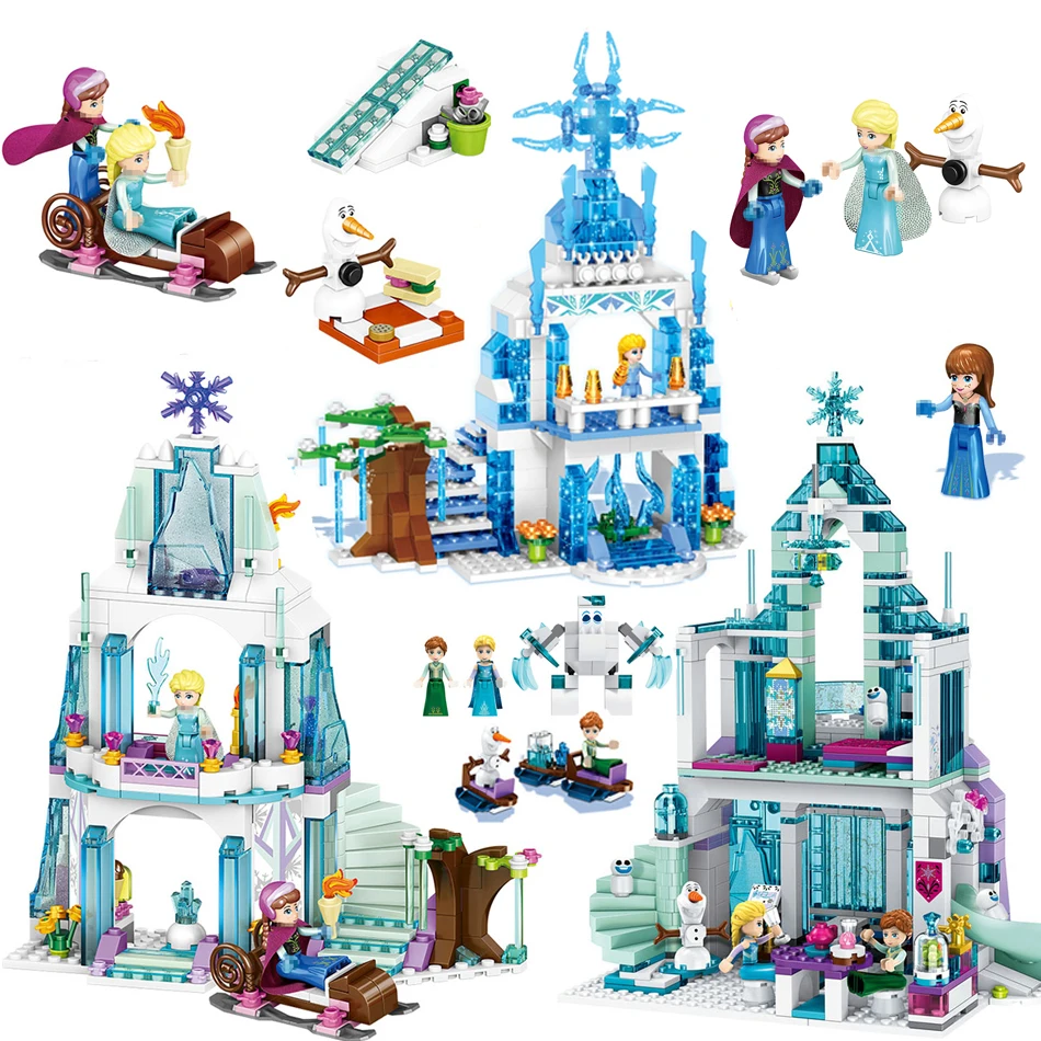 

Snow Queen Anna Elsa Ice Castle Building Blocks Compatible LegoINGLY Friends 41148 Princess Anna Set Bricks Christmas Gifts Toys