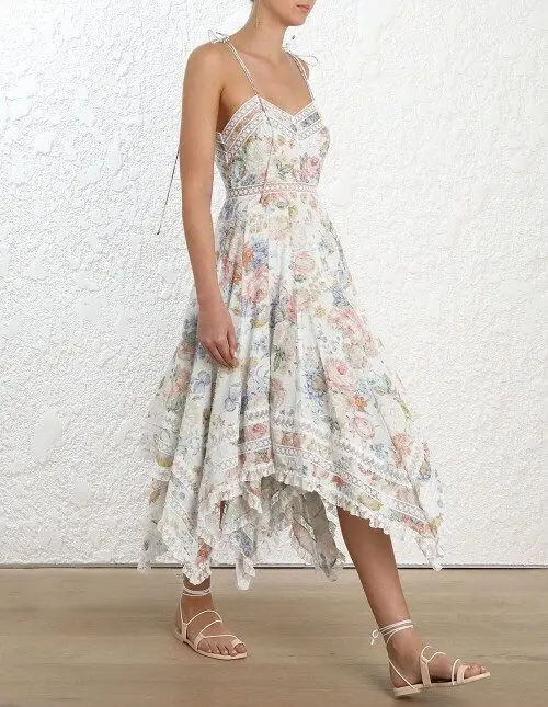 Новое красивое Цветочное платье на подтяжках с необычное платье на весну и лето, праздничное кружевное платье