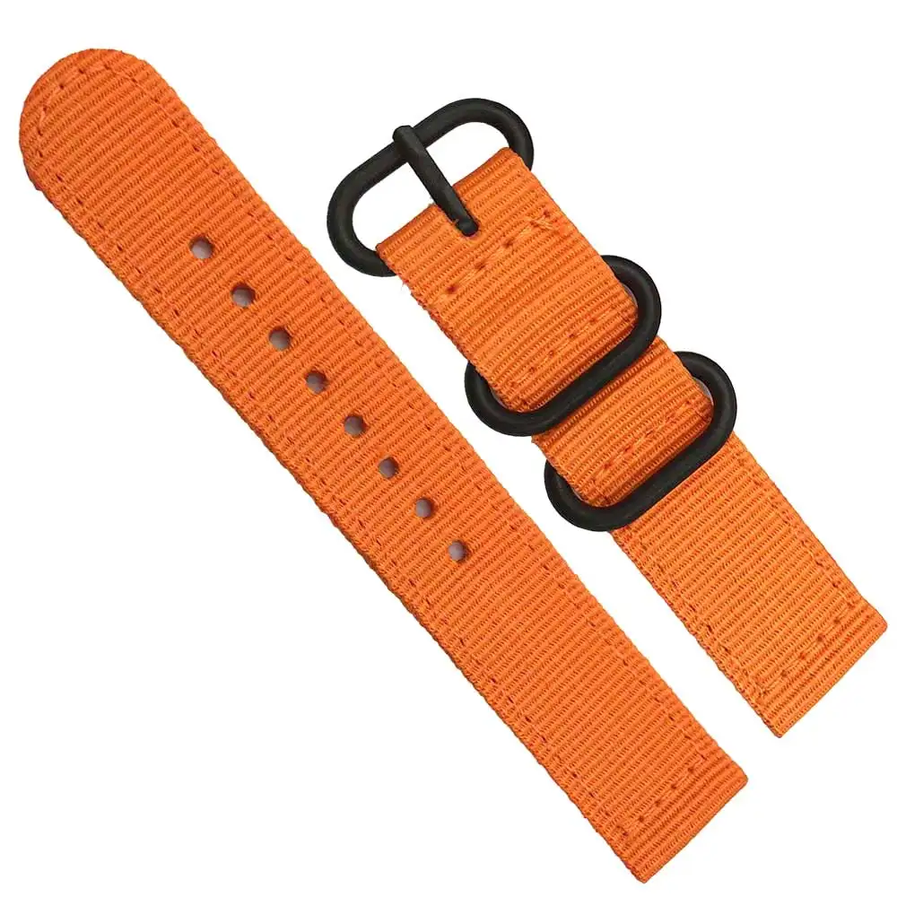  NATO correa de Nylon negro anillo hebilla 18mm 20mm 22mm 24mm rayas reemplazo venda de reloj