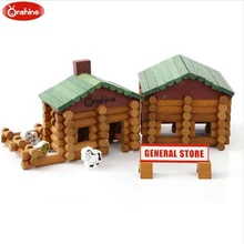 Onshine 170 шт./компл. деревянные строительные блоки ферма Совершать покупки набор бревен игрушки универсальный магазин Treehaus пиломатериалы, подарок на день рождения, детские игрушки