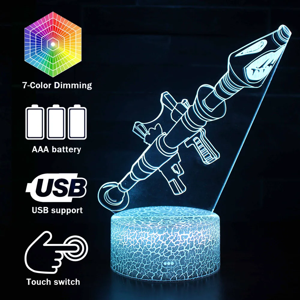 

Fortress Nigh Rocket Launcher Colors changing Table Desk Light 3D LED fashion Lamp action figures creative gift