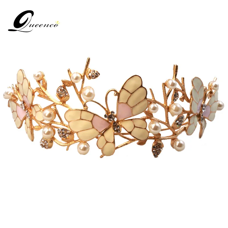 Golden Butterfly Bridal Crown Wedding Headbands Bridal Hair Accessories