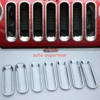 

7pcs Chrome Trim Grille Grill hole Cover Insert For Jeep JK Wrangler 07-14