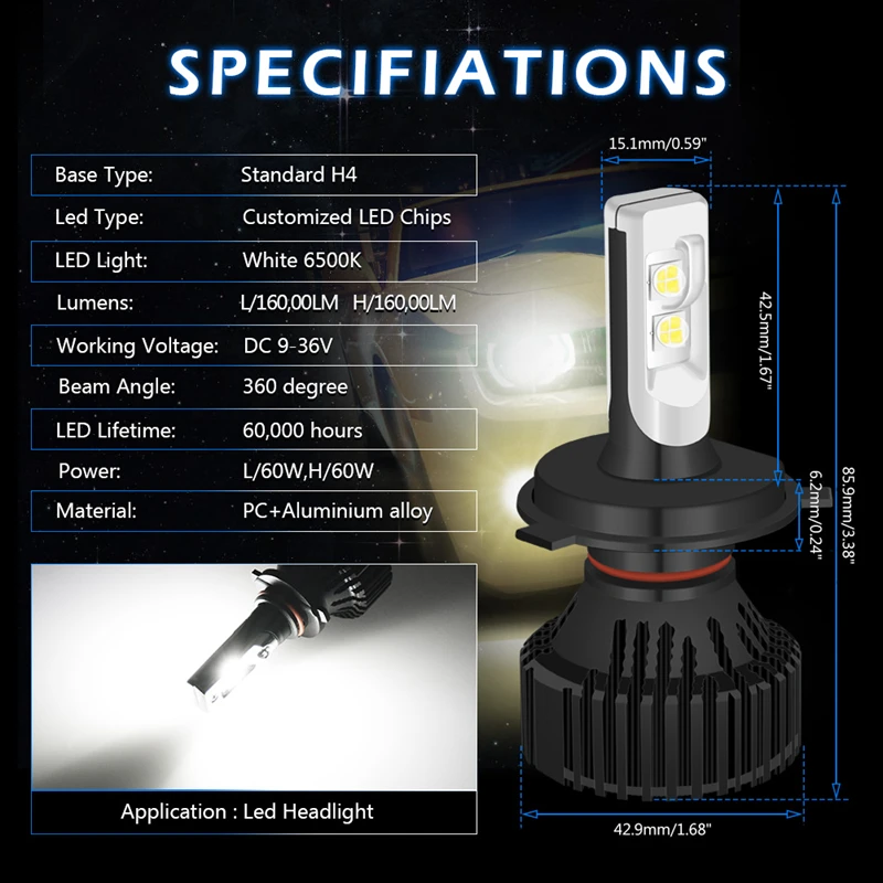 Billige 16000Lm 60W H4 H13 9004 9007 Hallo Lo Strahl H7 9005 HB3 9006 HB4 H10 H11 9012 H16 P13W PSX24W PSX26W 5202 Led Scheinwerfer Kits XHP50