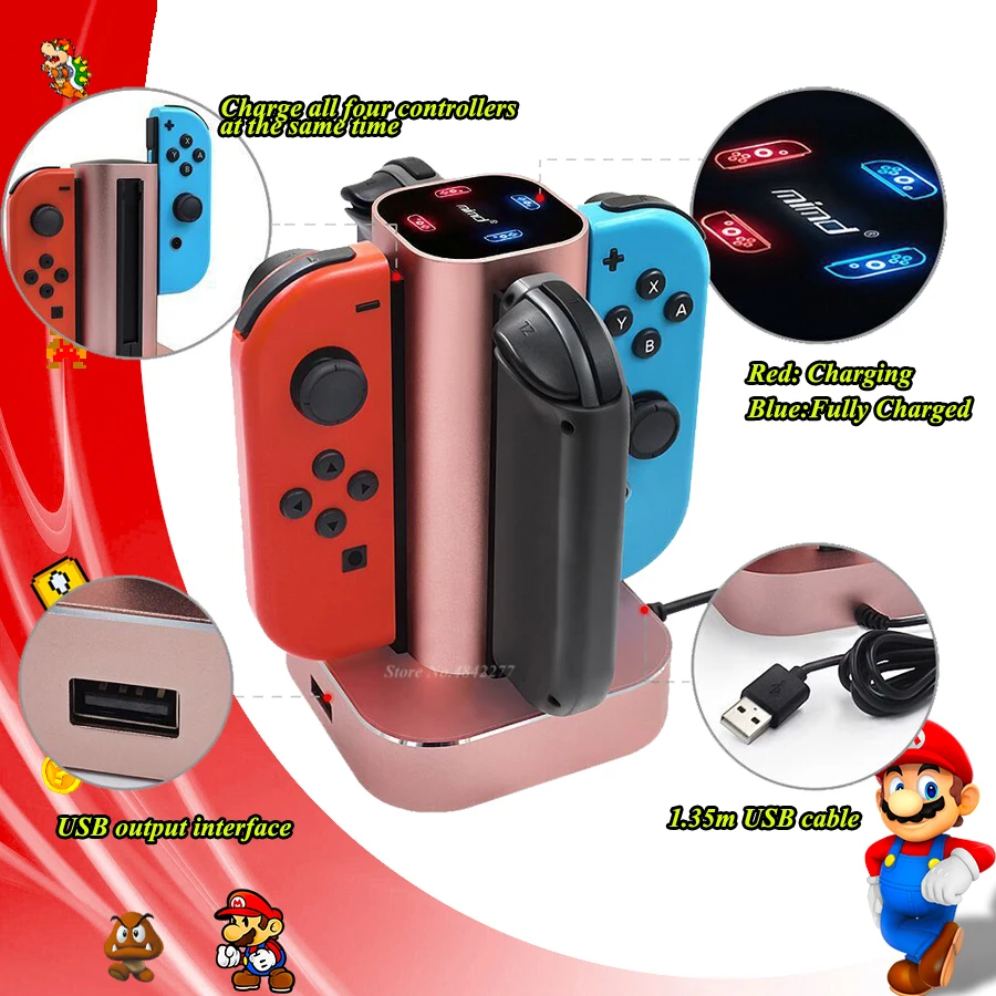 

2019 Newest Nintend Switch Dock Accessories Metal Charger Charging Dock Station Nintendoswitch For Nintendo Switch 4 Joycon Game