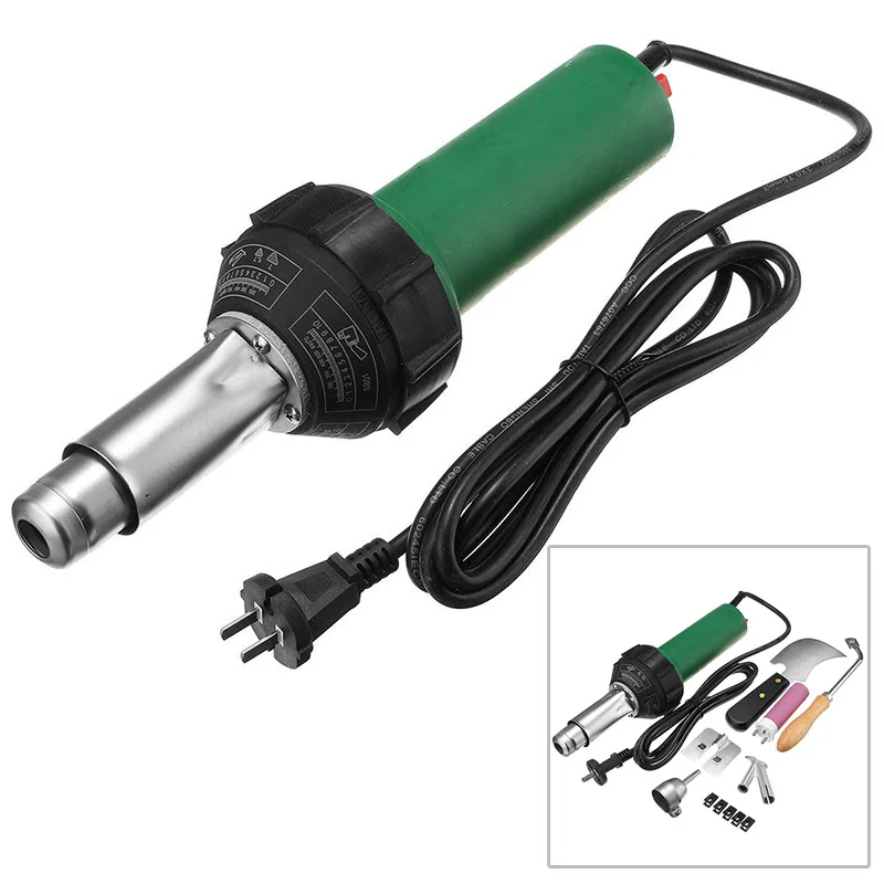 

Good Quality 1600W AC 220V Hot Air Plastic Welding Torch Welder Heat Gun Pistol + Nozzle +Rod Heat Guns Shrink Wrapping Thermal